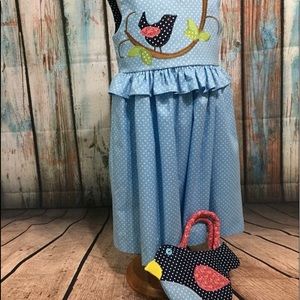 🔥Final Markdown Blue polka dot dress  w/ purse